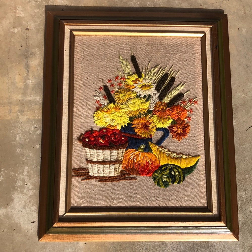 Vintage Crochet Framed Picture